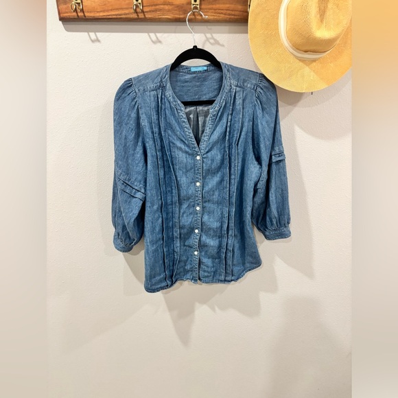 J. McLaughlin Laramie linen blend Button-Down Shirt size Small - Picture 7 of 7